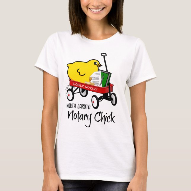 Camiseta Notario móvil de Dakota del Norte Chick Wagon (Anverso)