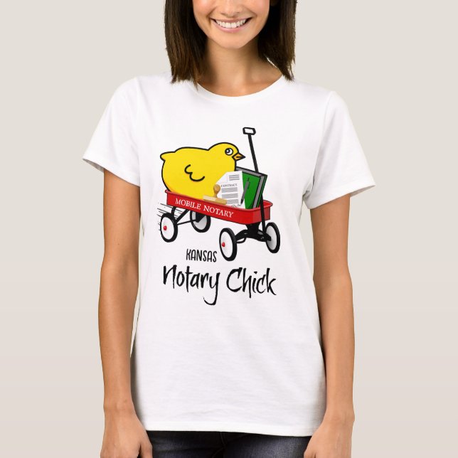 Camiseta Notario móvil de Kansas Chick Red Wagon (Anverso)