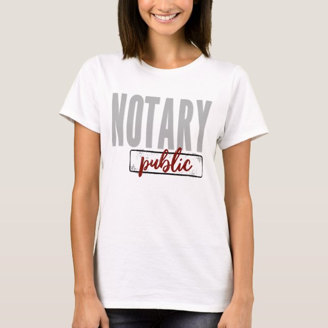 Camiseta Notario público Big Font negro con rojo de grano (Anverso)