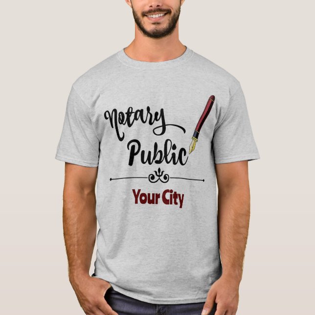 Camiseta Notario público Bolígrafo de tinta de borgoña Pers (Anverso)