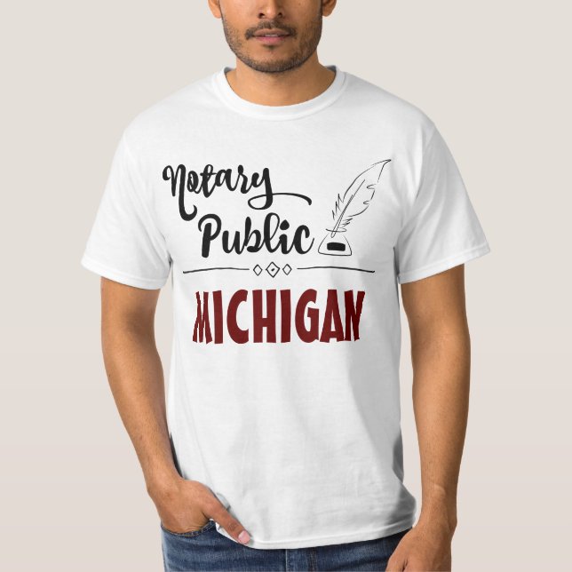Camiseta Notario público elegante Feather Quill Michigan (Anverso)