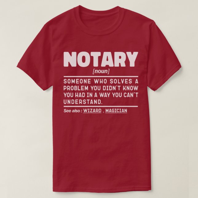 Camiseta Notary Noun Definition Document Witness Employee (Diseño del anverso)