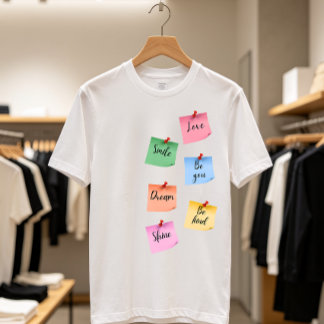 Camiseta Notas Adhesivas Coloridas Arte de Motivación Posit