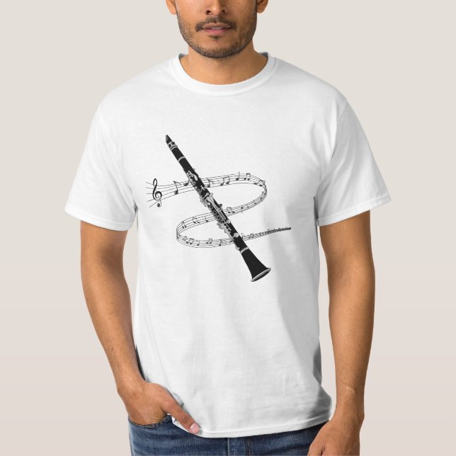 Camiseta Notas clarinete y musicales (Anverso)