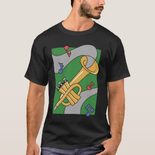 Camiseta notas de instrumentos saxofónicos de música jazz