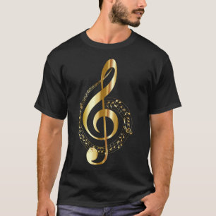 Camiseta Notas de la música dorada