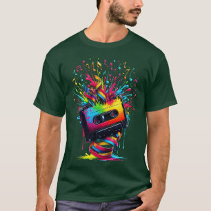 Camiseta Notas de música de casete de música de los 80 y 90