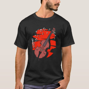 Camiseta Notas de música de contrabajo Jazz Música Tocar co
