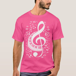 Camiseta Notas de Música de Pianista Clave de Sol Tocar Pia