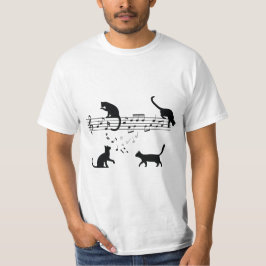 Camiseta Notas de música de reproducción de gatos