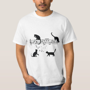 Camiseta Notas de música de reproducción de gatos