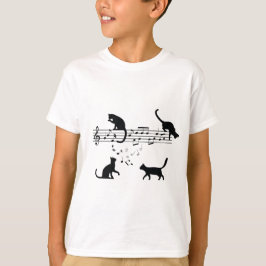 Camiseta Notas de música de reproducción de gatos