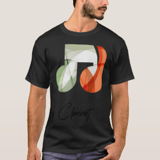 Camiseta Notas de música hermosas de clarinete retro