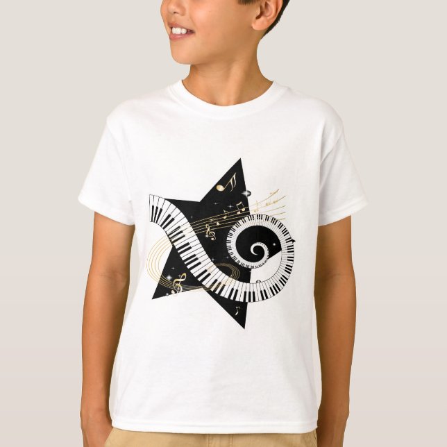 Camiseta Notas de oro de la estrella musical (Anverso)