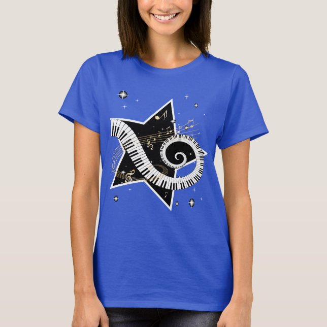 Camiseta Notas de oro de la estrella musical (Anverso)