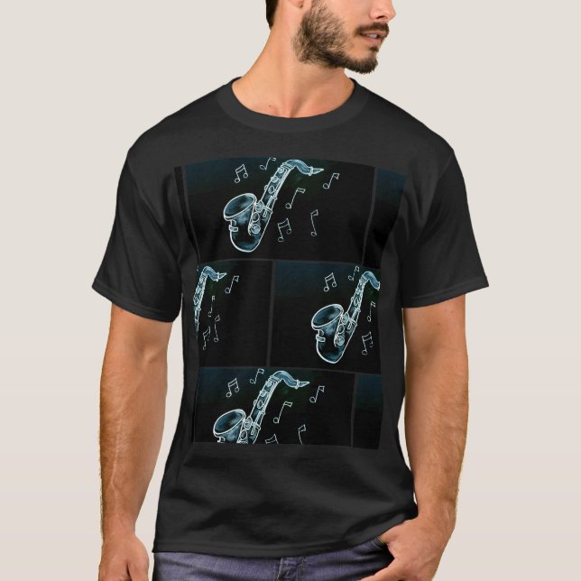 Camiseta Notas De Saxofón Y Música (Anverso)