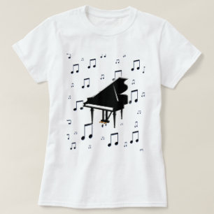 Camiseta Notas del piano de cola y de la música