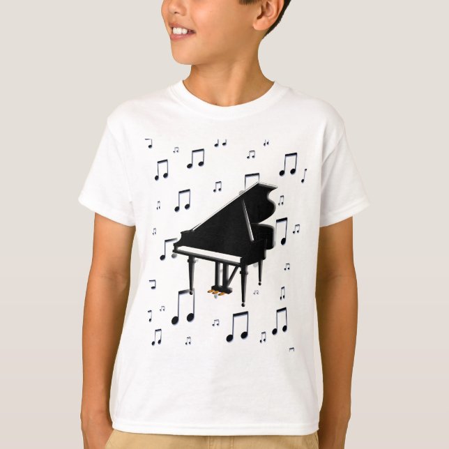 Camiseta Notas del piano de cola y de la música (Anverso)