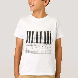 Camiseta Notas del teclado y de la música de piano