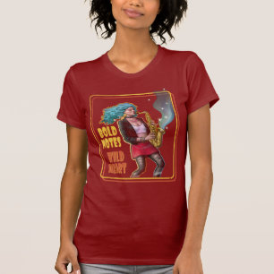 Camiseta Notas en negrita, Corazón salvaje – Saxophone Girl