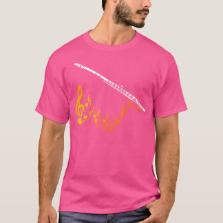 Camiseta Notas Hoja de Música Fluido Transversal