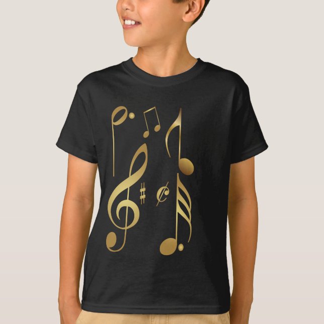 Camiseta Notas Metallic Gold Music (Anverso)