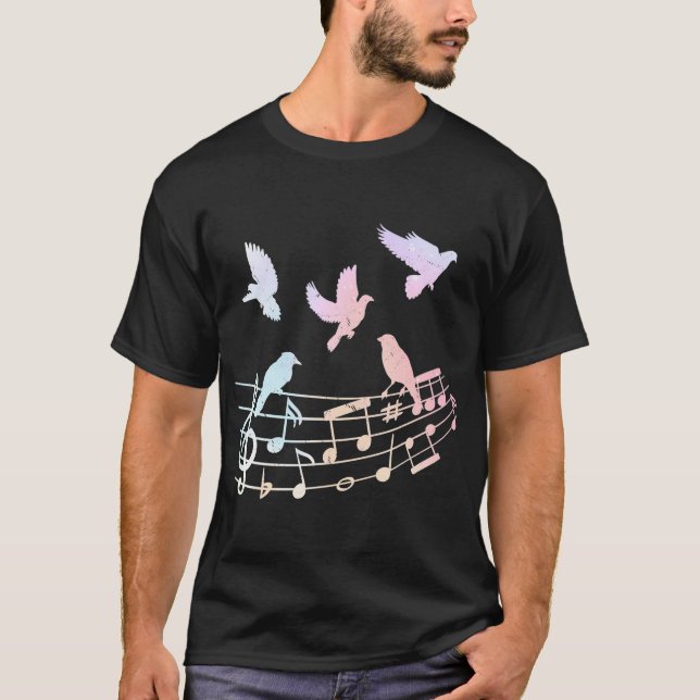 Camiseta Notas musicales Aves (Anverso)