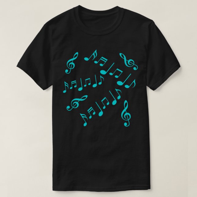 Camiseta Notas musicales azules (Diseño del anverso)