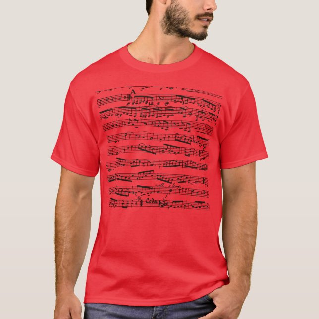 Camiseta Notas musicales blancos y negros (Anverso)
