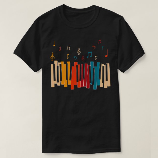 Camiseta Notas musicales Colorful Keyboard Piano Pullover (Diseño del anverso)