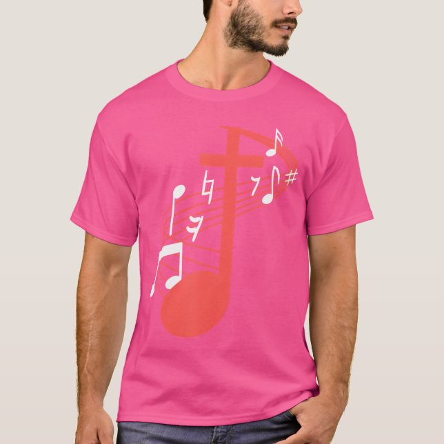 Camiseta Notas musicales Cross Christ Jesus Church Music fr (Anverso)