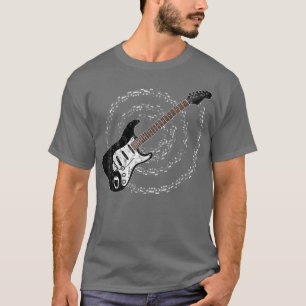 Camiseta Notas musicales de Black Electric Guitar Spiraling