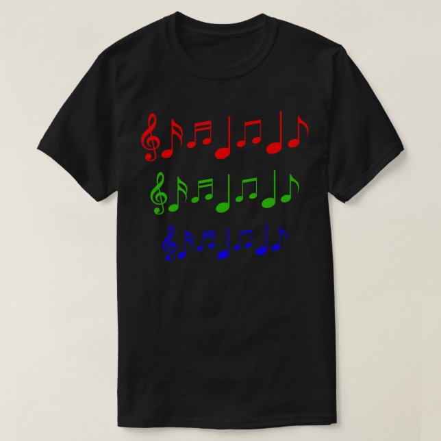 Camiseta Notas musicales de colores (Diseño del anverso)