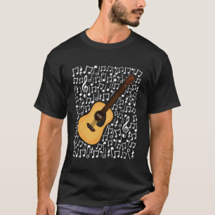 Camiseta Notas Musicales De Guitarra Acústica Guitarrista M