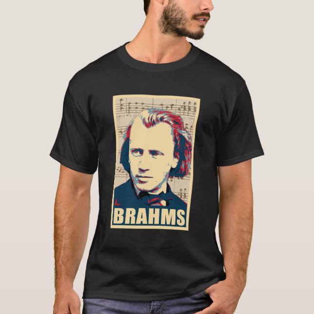 Camiseta Notas musicales de Johannes Brahms (Anverso)