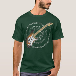 Camiseta Notas musicales de Sunburst Electric Guitar Spiral