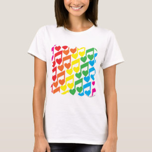 Camiseta Notas musicales del arco iris Patrón retro curado