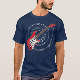 Camiseta Notas musicales en espiral de guitarra eléctrica r