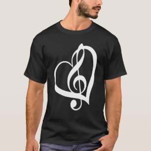 Camiseta Notas musicales en forma de corazón Regalos para a