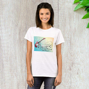 Camiseta Notas musicales girando guitarra eléctrica Rock an