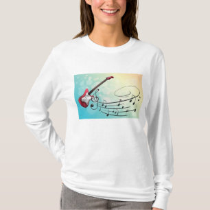 Camiseta Notas musicales giratorias de guitarra eléctrica d