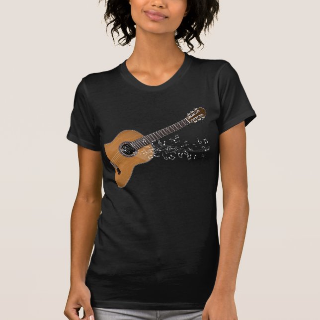 Camiseta Notas musicales gráficas de guitarra acústica vint (Anverso)