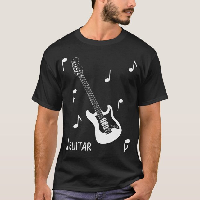 Camiseta Notas musicales guitarra eléctrica (Anverso)