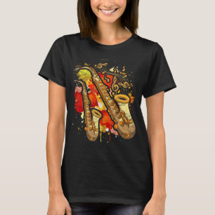 Camiseta Notas musicales música saxofonista Jazz Saxofhone