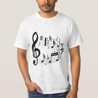Camiseta Notas musicales negras en forma oval