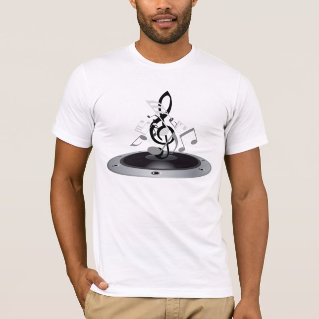 Camiseta Notas musicales sobre un álbum (Anverso)