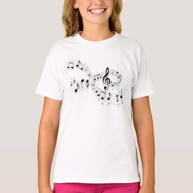 Camiseta Notas musicales sobre una línea de personal (Anverso)