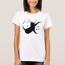Camiseta Notas musicales y de gato en Silhouette