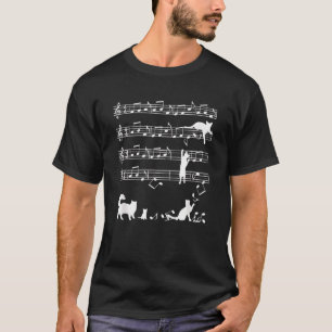 Camiseta Notas Musicales Y Gatos Tristes Jugando