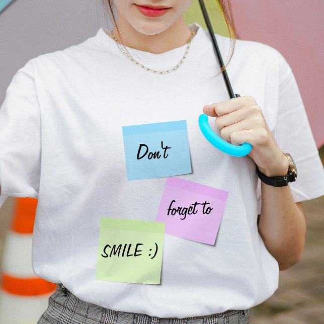 Camiseta Notas pegajosas Colores pastel Cuidados Sonrisa Pe (Subido por el creador)